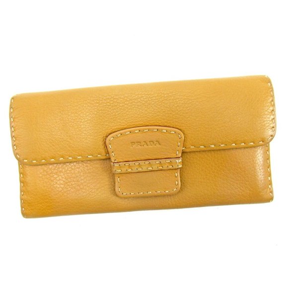 PRADA purse Wallet zippered purse ladies'' men''s beige leather sale used